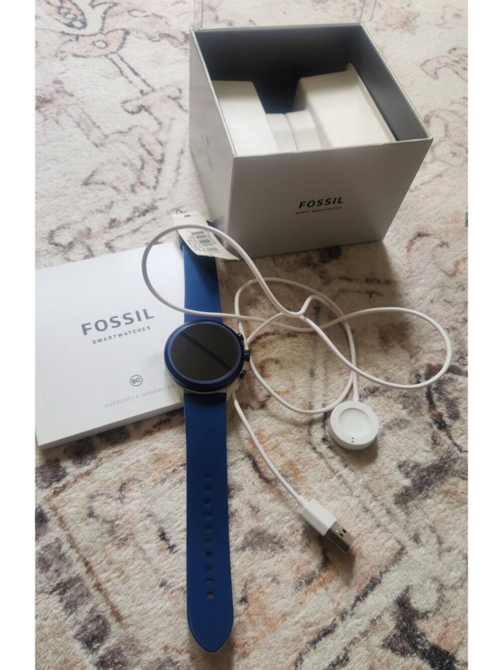 Fossil Men’s Sport Heart Rate Metal and Silicone Touchscreen Smartwatch FTW4036